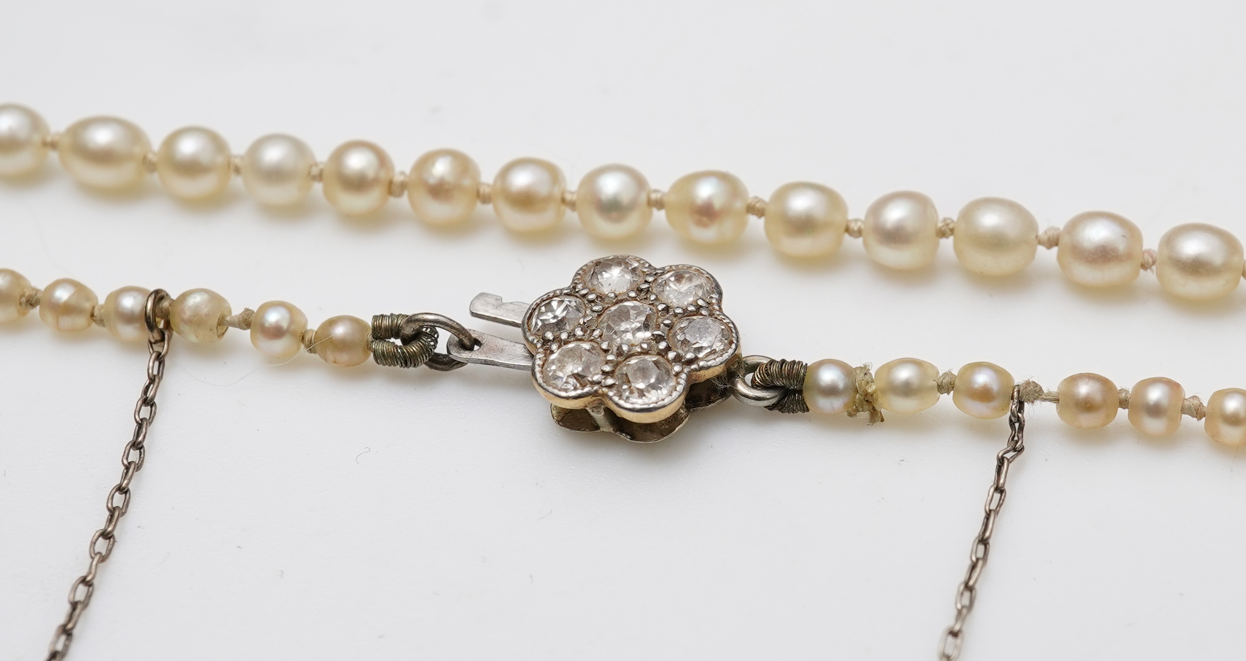 An Edwardian pearl and diamond necklace, early 20th century